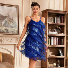 Gold Sequin V-Neck Cami Dress