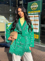 Fringed Hem Knit Cardigan