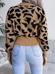 Leopard Print Round Neck Sweater