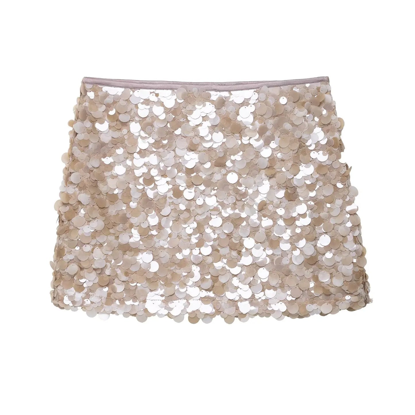 High Waist Sequin Mini Skirt