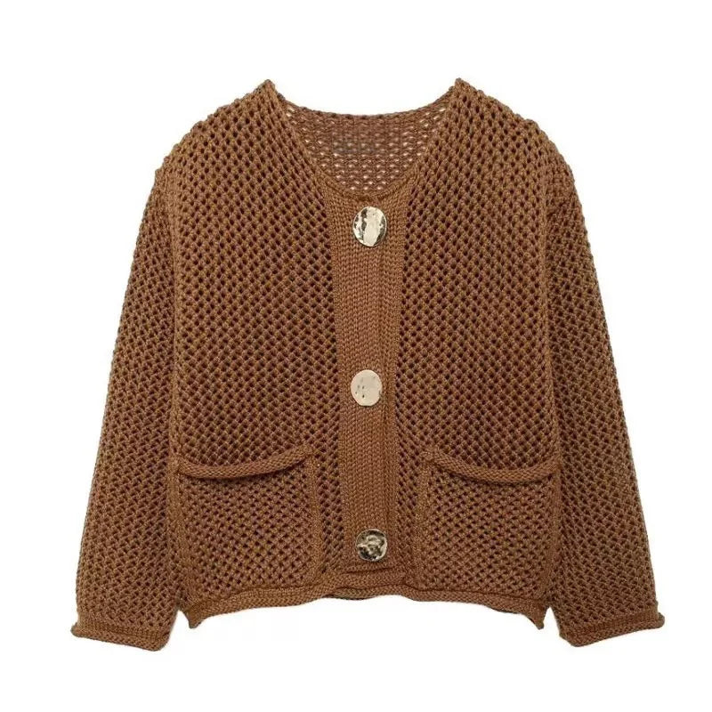 Short Knit Cardigan with Pockets