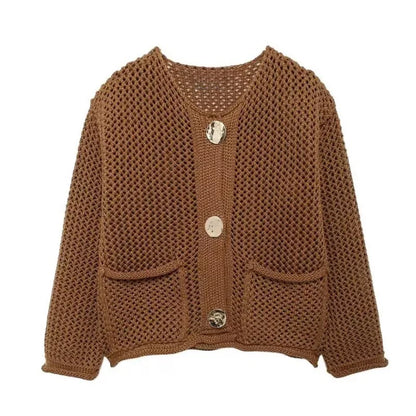 Short Knit Cardigan with Pockets