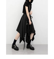 Dark Gothic Irregular Midi Skirt