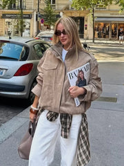 Loose Suede Bomber Jacket