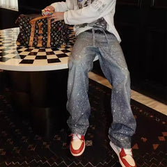 Diamond Embellished Straight Jeans