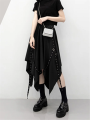 Dark Gothic Irregular Midi Skirt