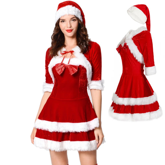 Santa Dress with Hat and Shawl