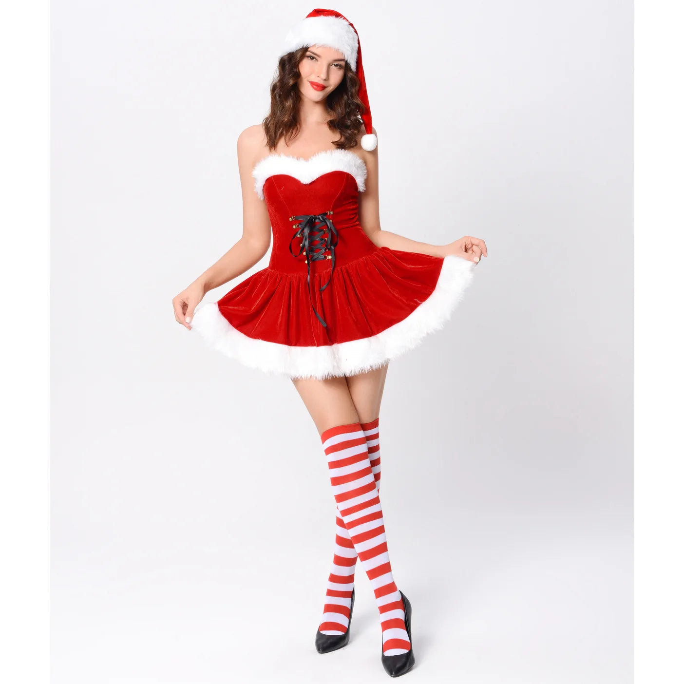 Lace-Up Christmas Corset Dress