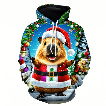 Capybara Print 3D Hoodie for Men