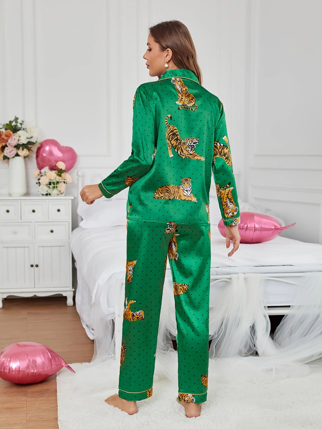 Elegant Tiger Print Pajama Set