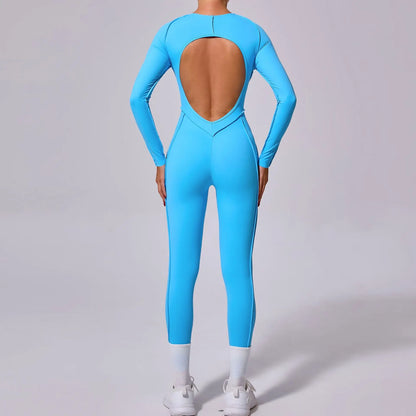 Backless Long Sleeve Yoga Jumpsuit