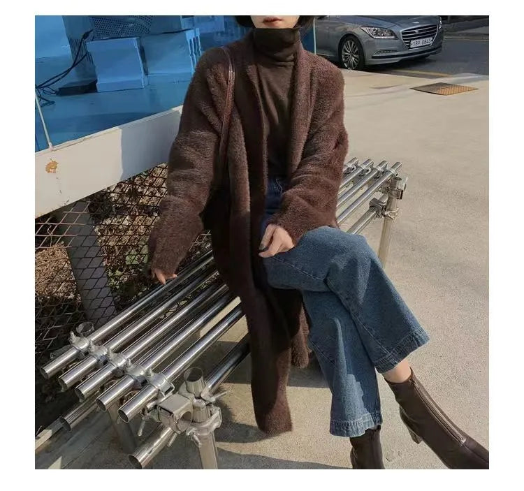 Fluffy Knit Cashmere Sweater Coat