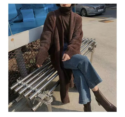 Fluffy Knit Cashmere Sweater Coat