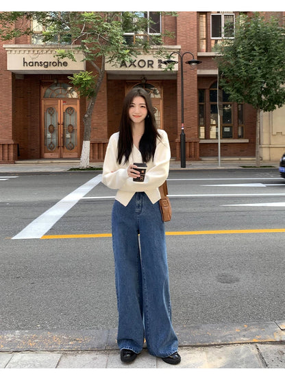 V-Neck Solid Knit Cardigan