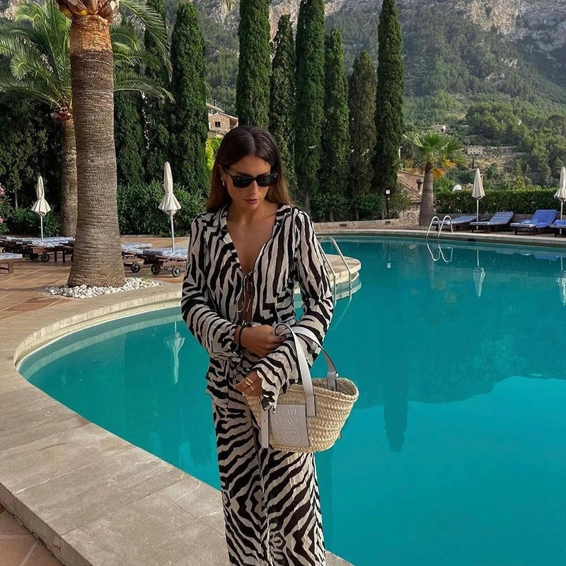 Cotton Lapel Shirt Pants Set