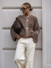 Loose Fit Knit Cardigan with Pockets