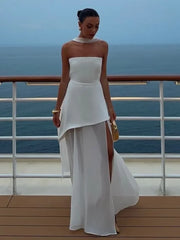 Scarf Neck Off-Shoulder Maxi Dress