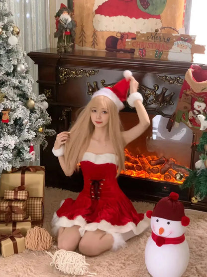Velvet Santa Claus Mini Dress