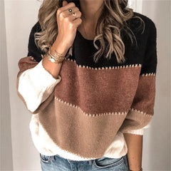 Color Block Lantern Sleeve Sweater
