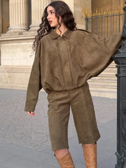 Suede Lapel Bomber Jacket