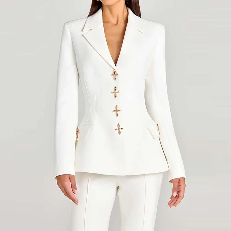 Solid Blazer Three Piece Set