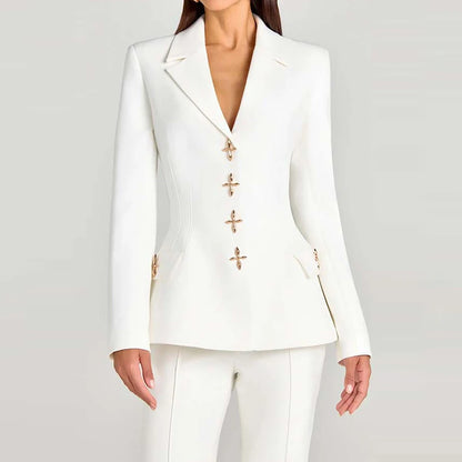 Solid Blazer Three Piece Set