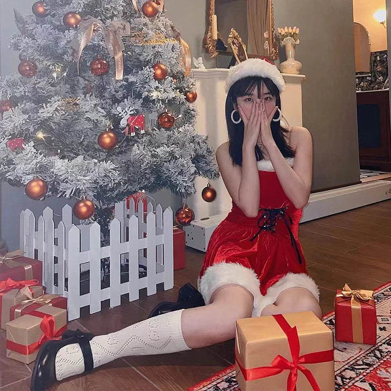 Velvet Santa Claus Mini Dress