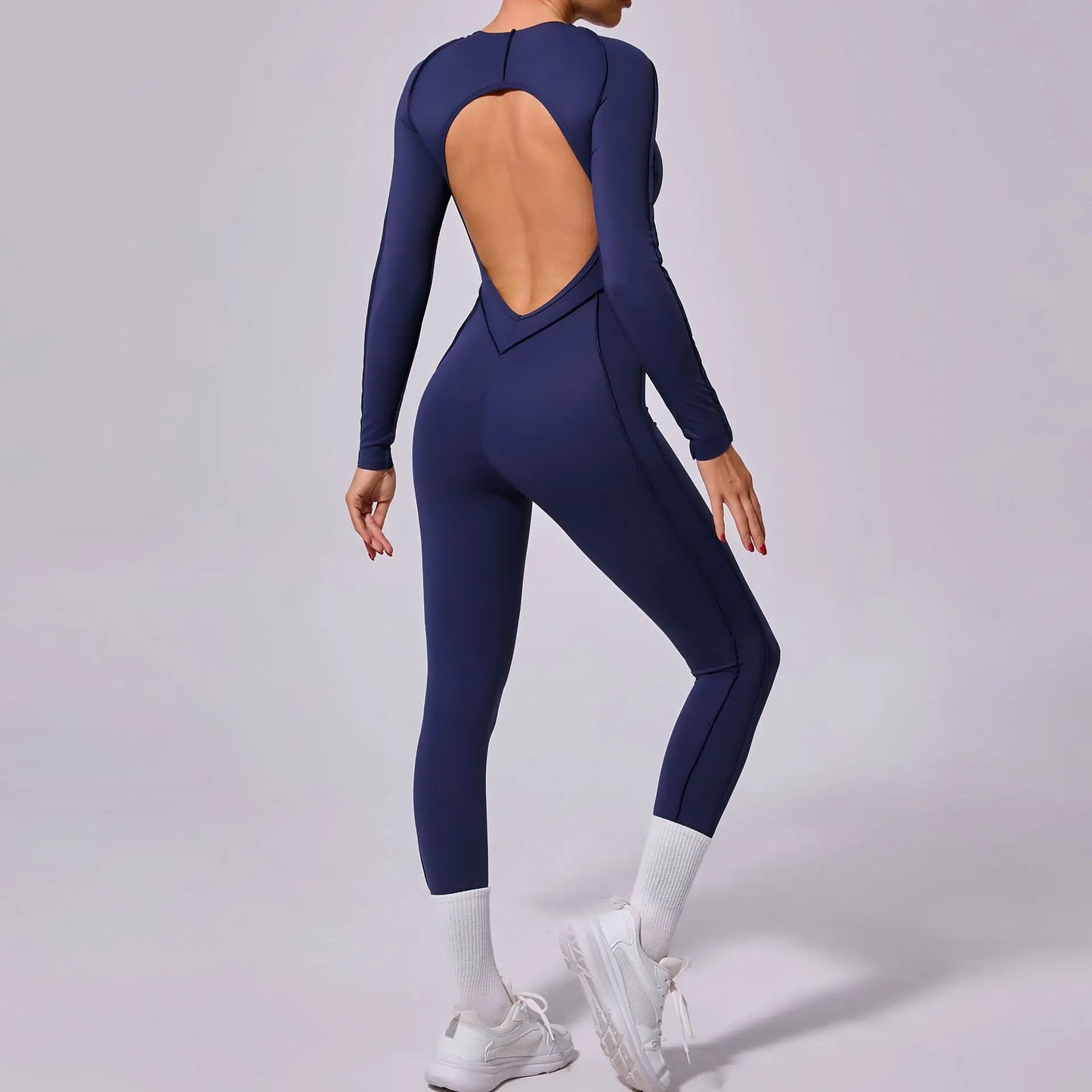 Backless Long Sleeve Yoga Jumpsuit