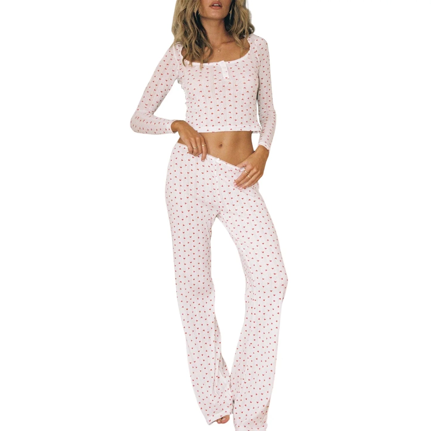 Heart Bear Print Pajama Set