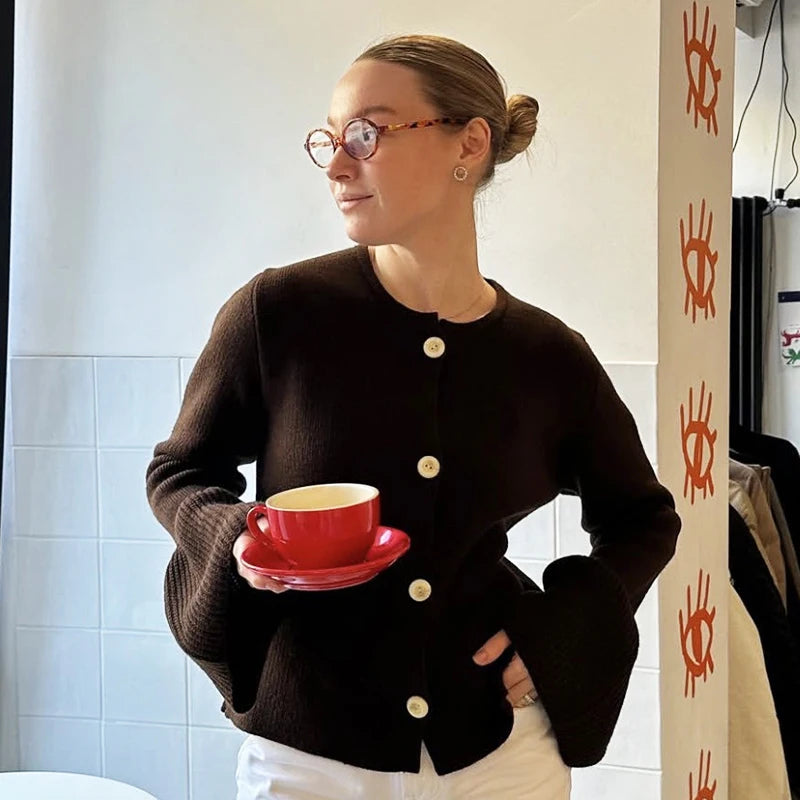 Ribbed Patchwork Knit Cardigan