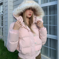Fur Collar Hooded Cotton Jacket