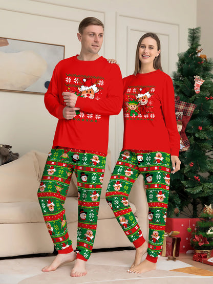 Reindeer & Snowman Print Pajama Set