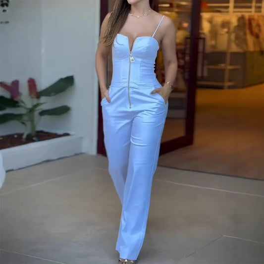 Zip Front High Waist Jumpsuit