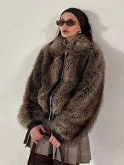 Faux Fur Lapel Coat