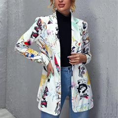 Graffiti Print Blazer Jacket