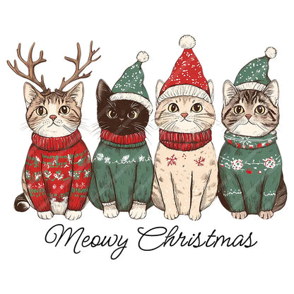 Cute Cat Christmas Heat Transfer