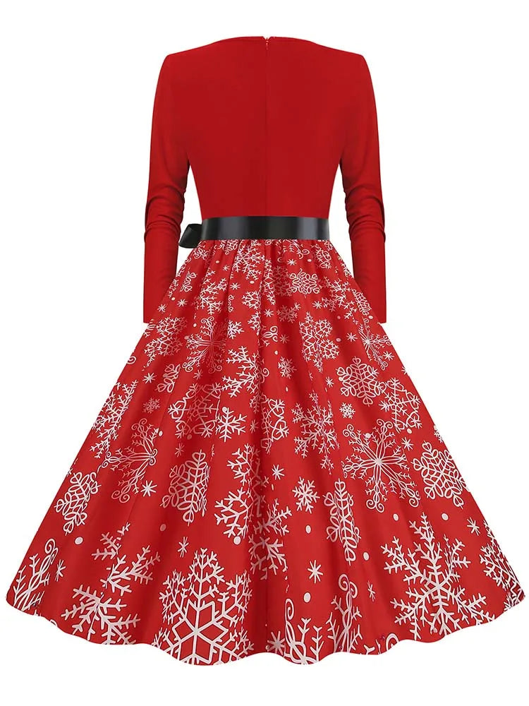 Vintage V-Neck Christmas Dress