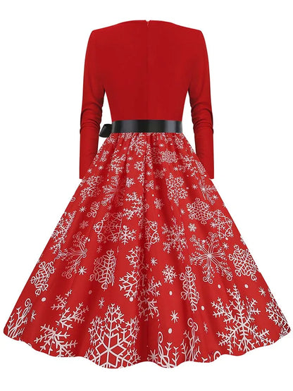 Vintage V-Neck Christmas Dress