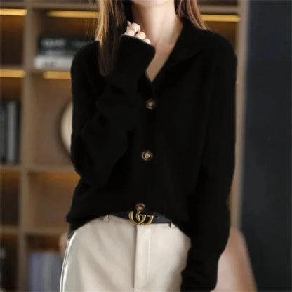 Stand Collar Knit Cardigan
