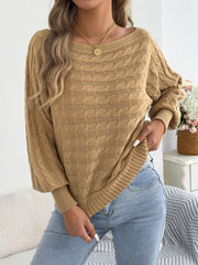 Round Neck Lantern Sleeve Sweater