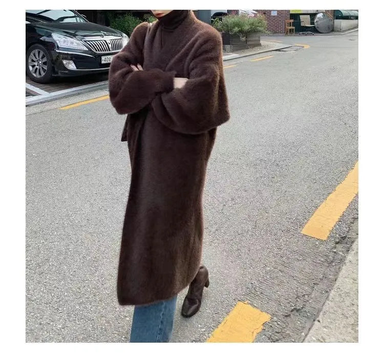 Fluffy Knit Cashmere Sweater Coat