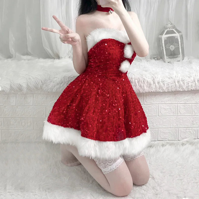 Off-Shoulder Santa Dress