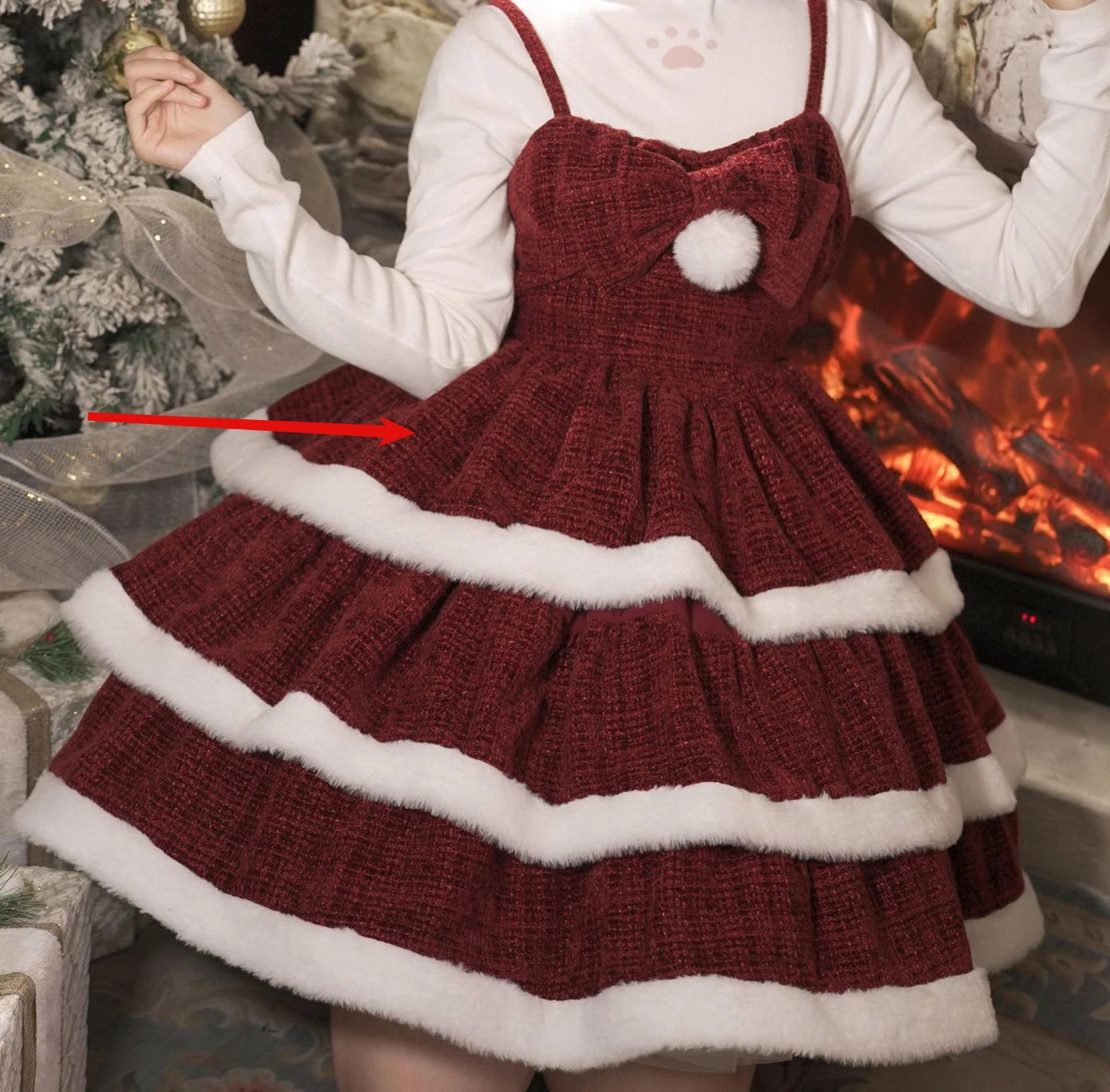 Burgundy Lolita Christmas Dress Set
