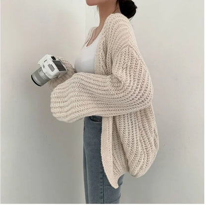 Lantern Sleeve Knit Cardigan