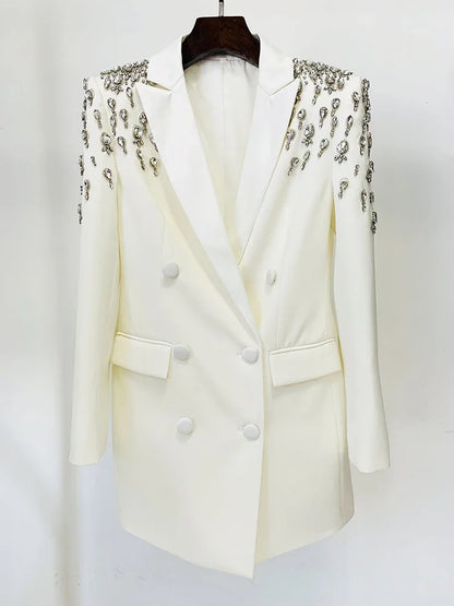 Double Breasted Rhinestone Blazer