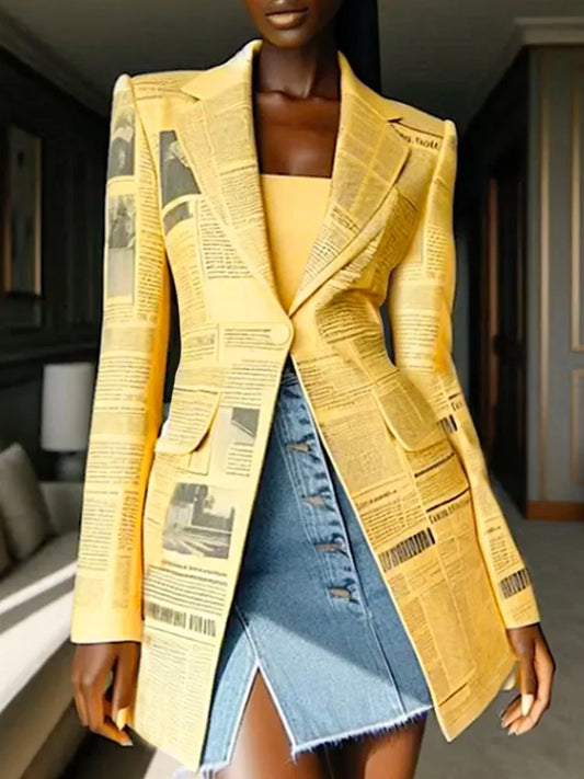 High Street Newspaper Printed Blazer