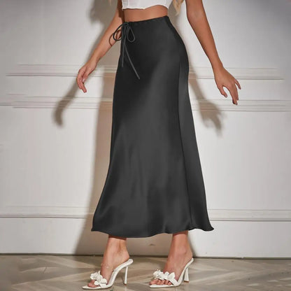 High Waist Satin Maxi Skirt