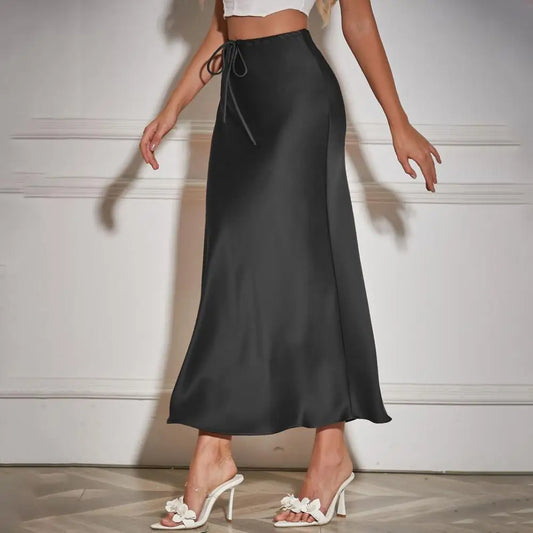 High Waist Satin Maxi Skirt