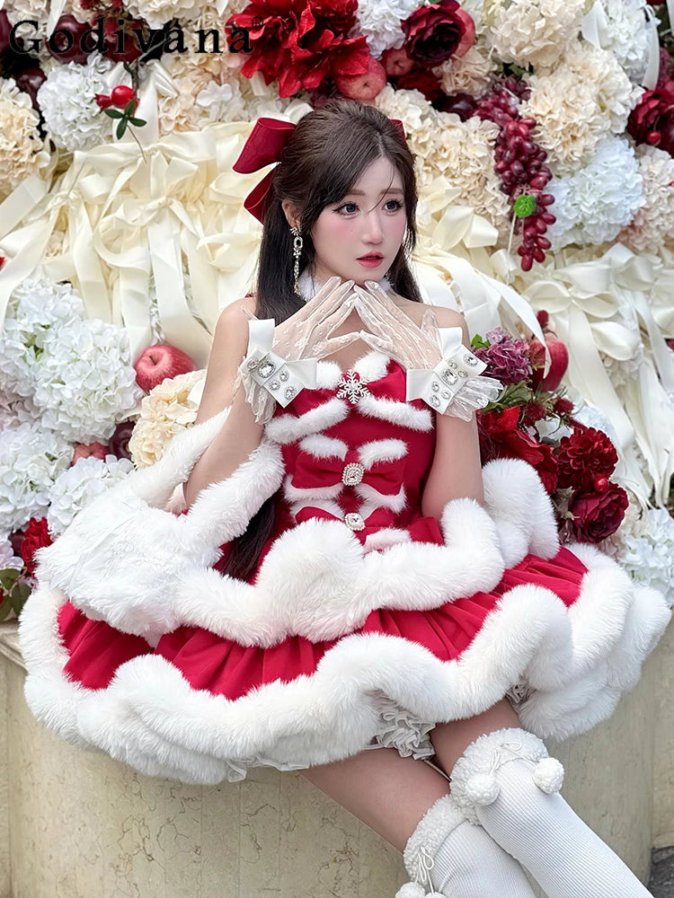 Red Lolita Christmas Tube Dress