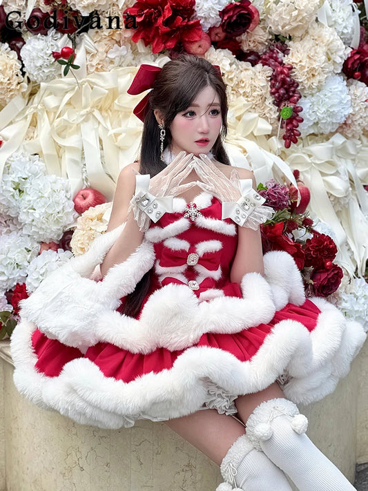 Red Lolita Christmas Tube Dress